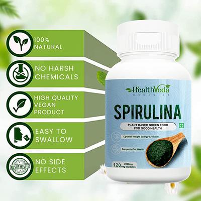 Health Veda Plant Based Spirulina 2000 mg Veg Capsule 120's - Multi-Vitamins