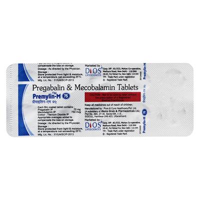 PREMYLIN M 75mg Tablet 10's - Neuropathic Pain-Dru