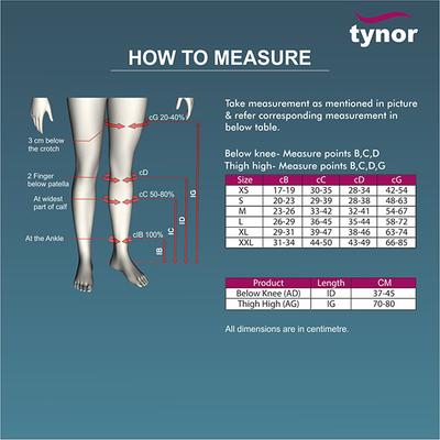 Tynor Medical Compression Stocking Below Knee Class 2 (S) (I 67) - Knee/Ankle/Leg/Foot Supports