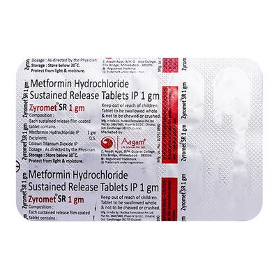 ZYROMET SR 1gm Tablet 10's - Diabetes-Ant