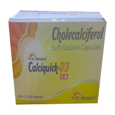CALCIQUICK D3 1K Soft Gelatin Capsule 10's - Supplements-Vit
