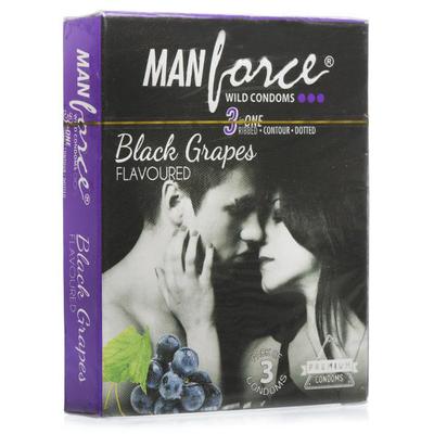 Manforce 3 in 1 Wild Condoms - Black Grapes Flavoured 3's - Plain/Flavoured Condoms