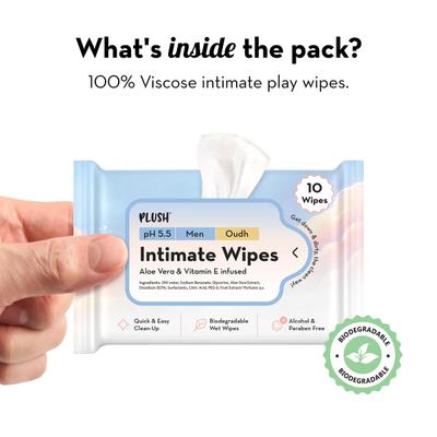 Plush Intimate Wipes For Men (Ph 5.5) - Oudh 10's - Intimate Hygiene