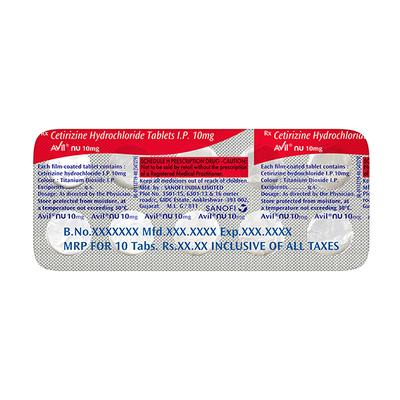 Avil NU 10mg Tablet 10'S - Allergies-Ant