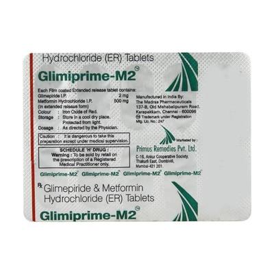 Glimiprime M 2mg/500mg Tablet 10'S - Diabetes-Ant