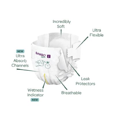Bambo Nature Tape Diapers with Wetness Indicator - XS (1) 132's - Diapers & Wipes