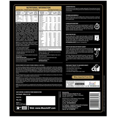 MuscleXP Weight Gainer Powder - Double Chocolate Flavour 1 kg + Shaker 1's - Weight Gain