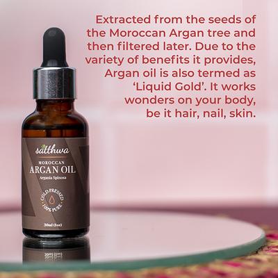 Satthwa 100% Cold Pressed Oil - Moroccan Argan Oil 30 ml - Carrier Oils