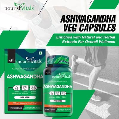 NourishVitals Ashwagandha 500 mg Veg Capsule 60's - Sexual Care
