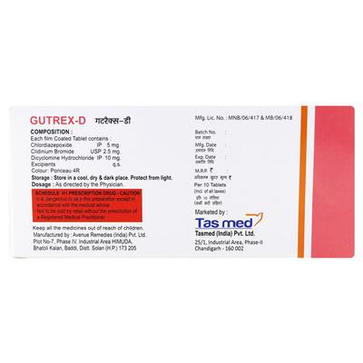 GUTREX D Tablet 10's - Ulcerative Colitis/Bowel Inflammatory Disease-GIT