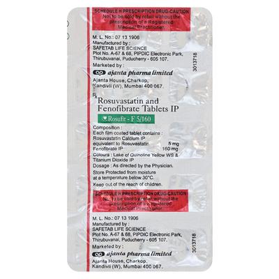 Rosufit F 5/160mg Tablet 10'S - High Cholesterol-Dys
