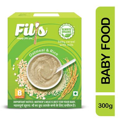 Fil's Organic Baby Cereal With Milk, Oatmeal & Rice (8-24 Months) 300 gm - Baby And Infant Supplements