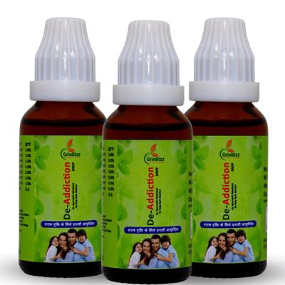 GRINBIZZ De-Addiction Drops (Pack of 3 x 30ml) 1's - Speciality Medicines