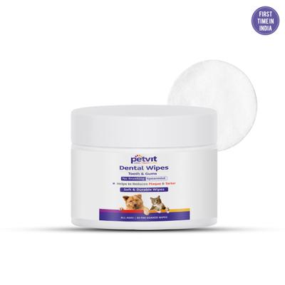 Petvit Dental Wipes - All Breeds of Dogs & Cats 50's - Pet accessories