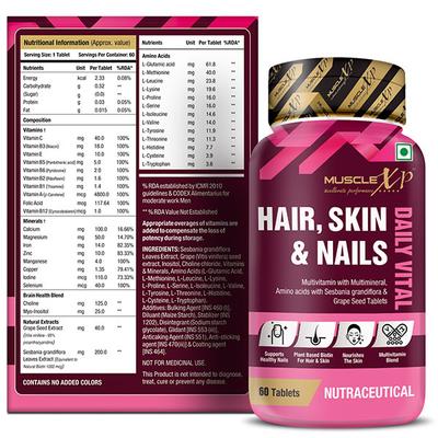 MuscleXP Daily Vital Hair, Skin & Nails Tablet 60's - Hair & Skin