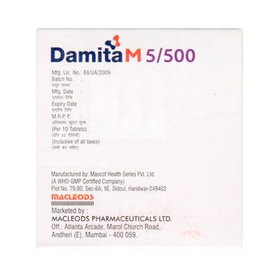 DAMITA M 5/500mg Tablet 10's - Diabetes-Ant