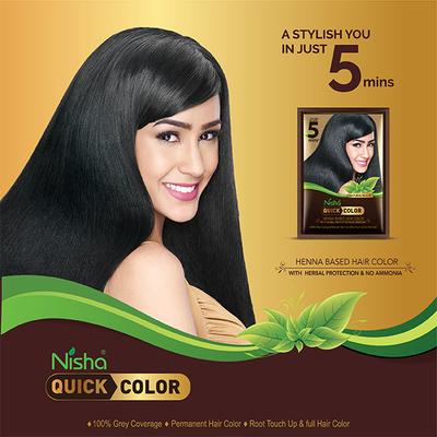 Nisha Quick Henna Hair Color - Natural Black 60 gm - Crème
