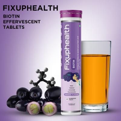 FixUpHealth Biotin Effervescent Tablet - Orange Flavour 20s & FixUpHealth Multivitamins and Multiminerals Effervescent Tablet - Orange Flavour 20s 1's - Hair & Skin
