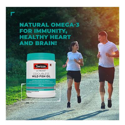Swisse Ultiboost Odourless Wild Fish Oil 1000 mg Capsule 200's - Omega Fish Oil Fatty Acids