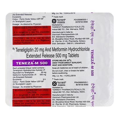 Teneza M 500mg Tablet 10'S - Diabetes-Ant