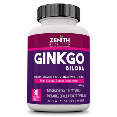 Zenith Nutrition Gin kgo Biloba 60 mg Capsules 90's - Herbal Dietary Supplement