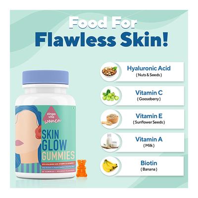 Zinga Vita Skin Glow Gummies for Women - Orange 60's - Vitamin C