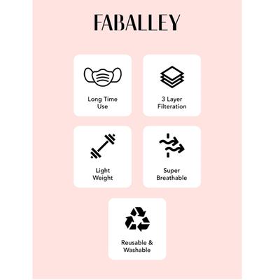 Faballey Monochrome 3 Ply Balloon Reusable Mask Set (2 Pcs) - Face Mask