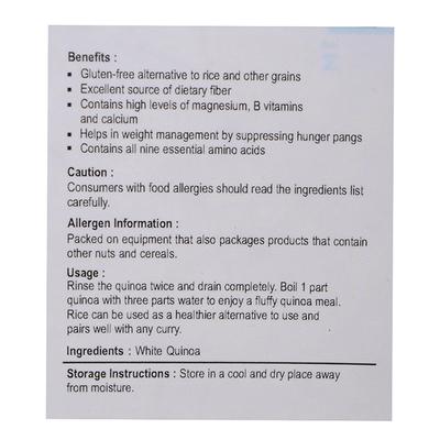 Nutriwish White Quinoa Seeds 500 gm - Nutritional Bars