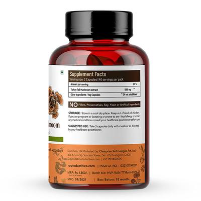 Rooted Active Naturals Turkey Tail Mushroom Veg Capsule 120's - Pure Herbs