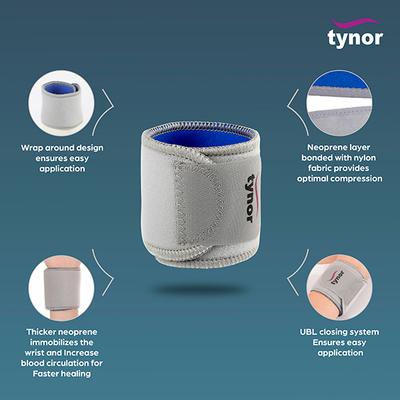 Tynor Wrist Wrap (Neoprene) (One Size Fits All) (J 04) - Knee/Ankle/Leg/Foot Supports