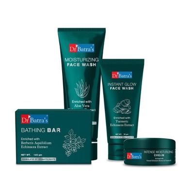Dr Batra's Moisturizing Face Wash 100 gm + Instant Glow Face Wash 50 gm + Intense Moisturizing Cream 100 gm + Bathing Bar 125 gm - Face Washes