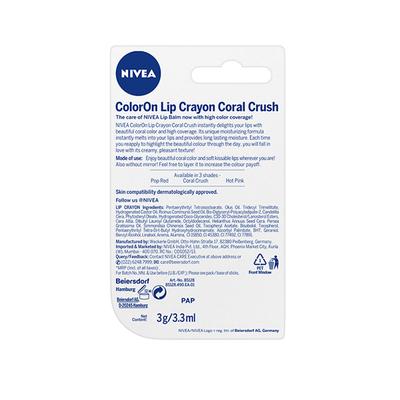 Nivea Coloron Lip Crayon - Coral Crush 3 gm - Lip Balms
