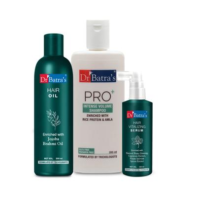 Dr Batra's PRO+ Intense Volume Shampoo 200 ml + Hair Oil 200 ml + Hair Vitalizing Serum 125 ml - Hair Treatment
