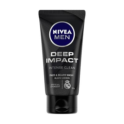 Nivea Men Deep Impact Face & Beard Wash - Black Carbon 50 gm - Face Wash & Cleansers