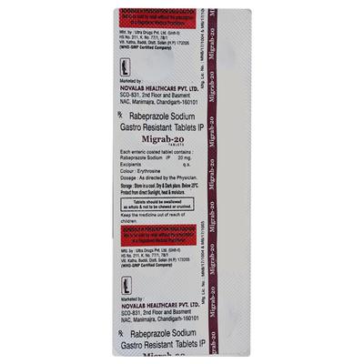 MIGRAB 20 Tablet 10's - Ulcer/Reflux/Flatulence-Aaa