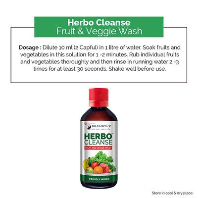 Dr.Vaidya's Herbo Cleanse Fruit and Veggie Wash Liquid (Pack of 2 x 200 ml) - Personal Care (Ayush)