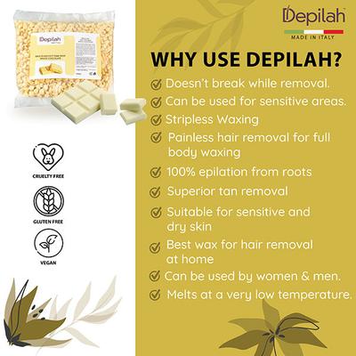 Depilah Brazilian Hot Flim Wax - White Chocolate 500 gm - Hair Removal Accessories