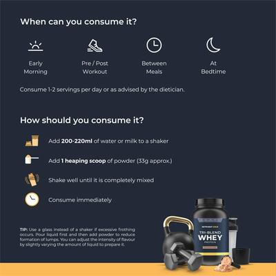 Nutrabay Gold Tri-Blend Whey Protein Powder - Rich Chocolate Cream Flavour 1 kg - Whey Proteins