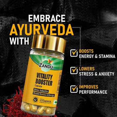 Zandu Vitality Booster Capsule - Daily Energizer 60's - Personal Care (Ayush)