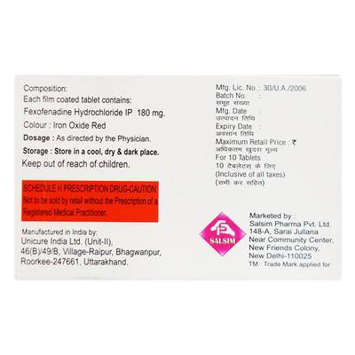 FFD 180 Tablet 10's - Allergies-Ant