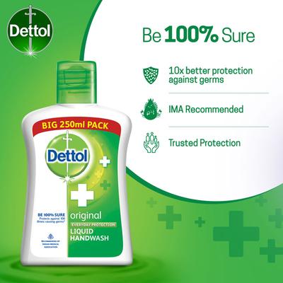 Dettol Original Everyday Protection Liquid Handwash Flip Top 250 ml - Hand Sanitizer