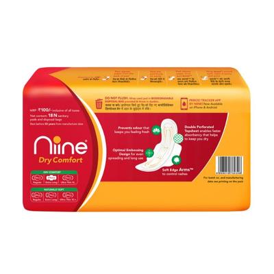 Niine Naturally Soft Sanitary Napkin with Biodegradable Disposable Bags - Extra Long (Pack of 2 x 18's) - Sanitary Napkins