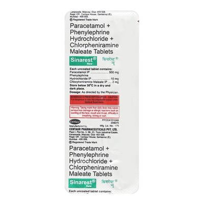 Sinarest New Tablet 10'S - Cough And Cold-Cou