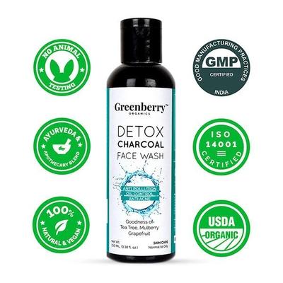 Greenberry Organics Face Wash - Detox Charcoal 100 ml - Face Wash & Cleansers