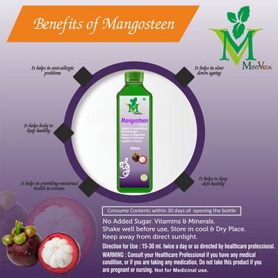 Mint Veda Mangosteen Juice (Pack of 2 x 500 ml) - Herbal Dietary Supplement