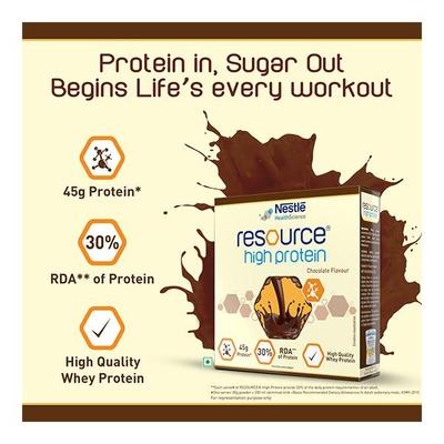 Nestle Resource High Protein Powder - Chocolate Flavour 400 gm (Refill Pack) - Protein Drink