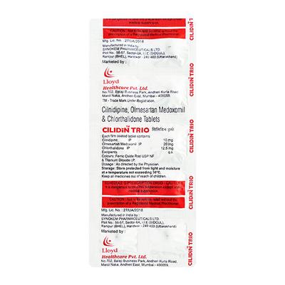 Cilidin Trio 20mg Tablet 10'S - Hypertension-Ana