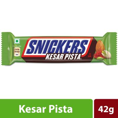 Snickers Kesar Pista Filled Chocolate Bar 42 gm - Nutritional Bars