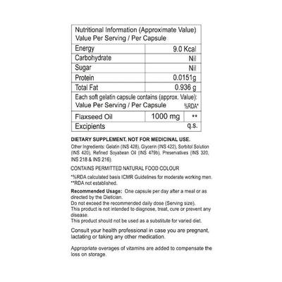 La nature's Flax Seed Oil 1000 mg Softgel capsules 60's - Speciality Medicines