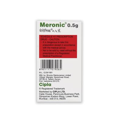 Meronic 0.5mg Injection 1'S - Bacterial Infections-OAB